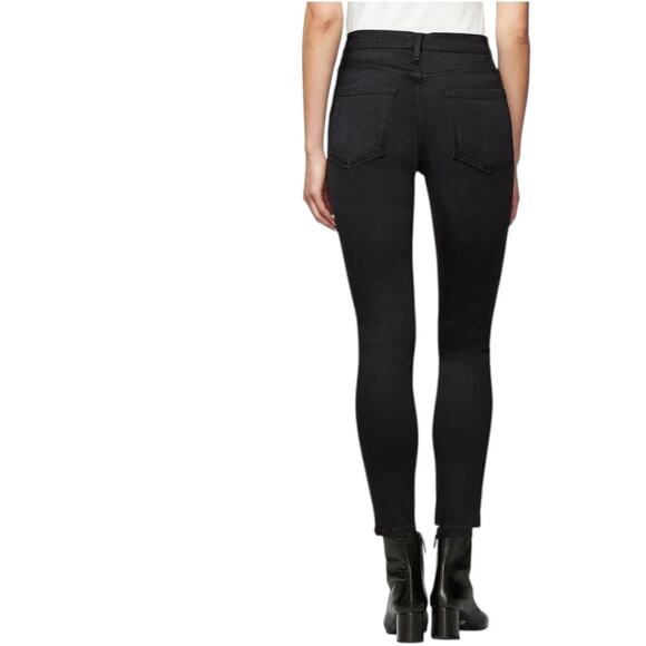 FRAME Ali High Rise Ankle Skinny Jeans Noir Black Classic Stretch Size 27 - Picture 2 of 12